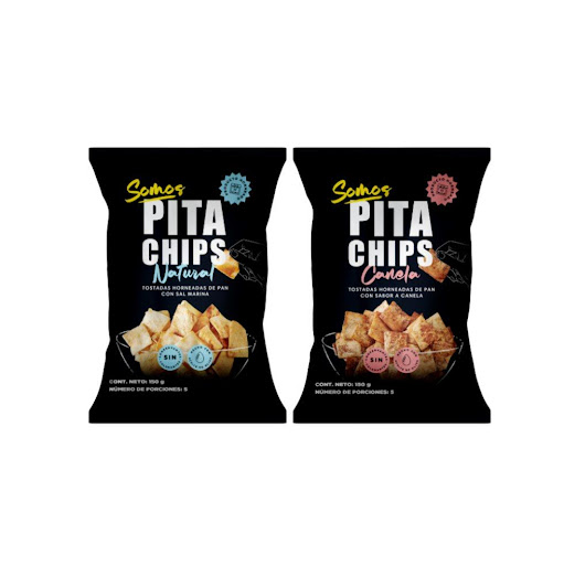 Pasaboca Somos pita chips grande Surtido x 150 gr Somos Pita  Somos Pita Chips  x 2 Pita Chips, son unas tostadas horneadas de pan pita con sal marina y Sabor a canela, con una textura crocante y deliciosa.