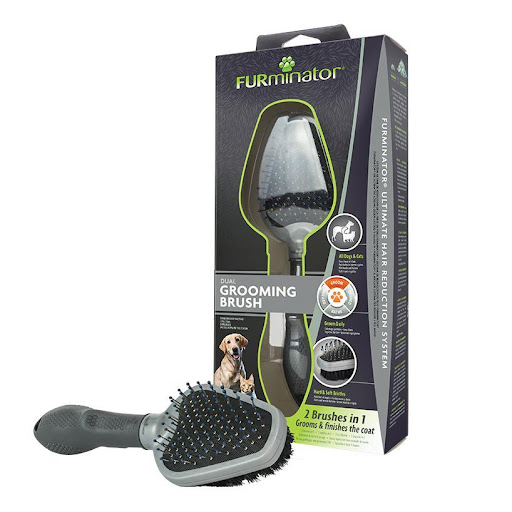 FURMINATOR CEPILLO DUAL PERRO/GATO SPECTRUM BRANDS  x 1 Cepillo de doble cara diseñado para eliminar el pelo suelto y dar brillo al pelaje de perros y gatos. Perfecto para el mantenimiento diario del pelaje.Características:Material: Cerdas de metal y cerda