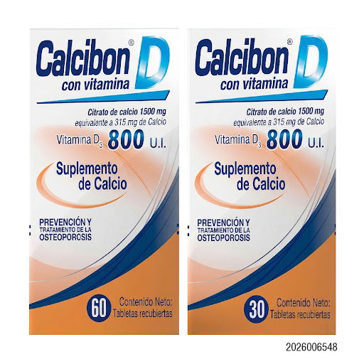 Calcibon D Calcio + Vitamina D3 1500mg/800UI Farma de Colombia Pack x 2 und