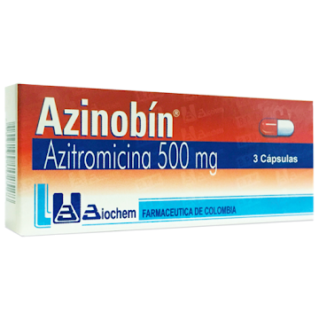 Azinobin Azitromicina 500 Mg Caja x 3 Cápsulas      