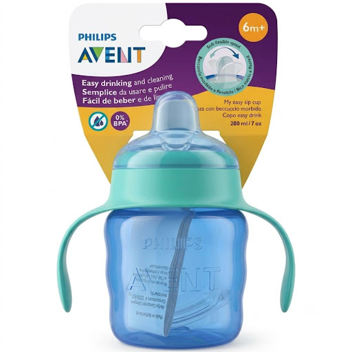 Vasito Con Boquilla Philips Avent Azúl/Verde Con Asas Mixto 7oz/200ml (6 m+) Blíster x 1 und