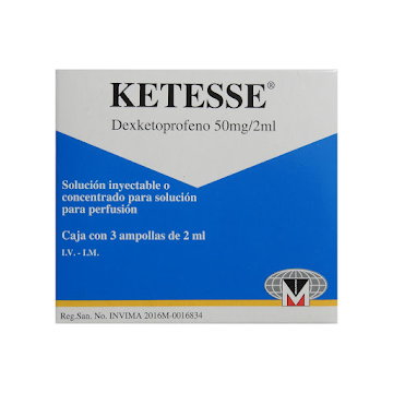 Ketesse Dexketeprofeno 50mg/2ml Menarini Caja x 3 Ampollas  