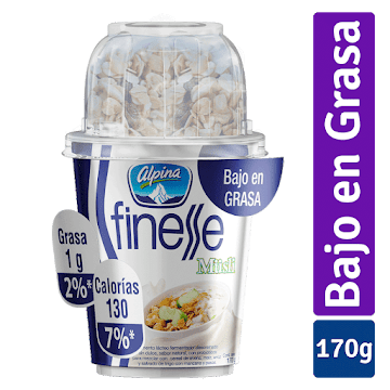 Bon Yurt Alpina Finesse Cereales Müsli Manzana Bajo En Grasa x 180 gr  