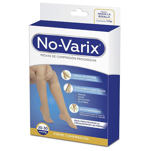 Media de compresión No-Varix mujer 20-30 mmHg  transparente puntera abierta visone M No- Varix  x 1 Estas medias son ideales para combinar con prendas ejecutivas y formales, son estéticas y elegantes, con apariencia velada y transparente. Las medias de firme compresión 20-30 mmHg No-Varix� son recom