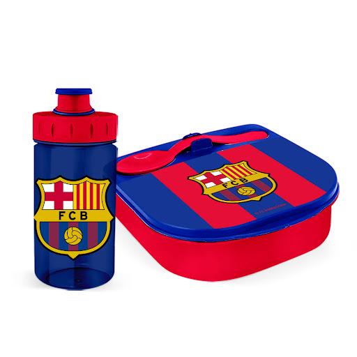 Set Contenedor Tixe + Botella  Poxe Barsa WANTU CAJA x 2 Set Lonchera Barça, incluye Contenedor con Cuchara y Botella 11 onzas