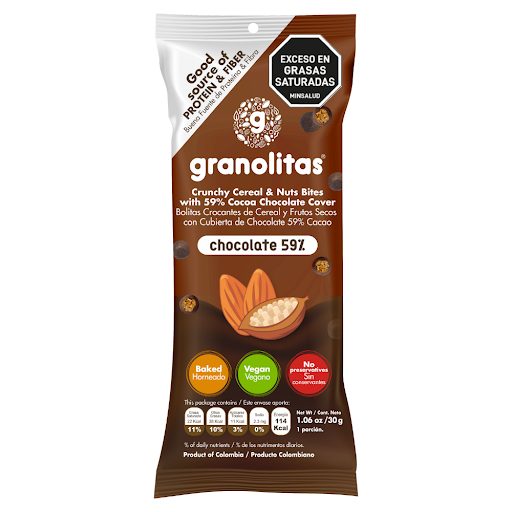 Cereal Granolitas   Chocolate 59% Cacao Paquete X 30 Gr