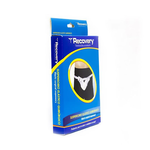 Suspensorio Quirúrgico Recovery Large Recovery Individual x 1 El suspensorio elástico quirúrgico esta diseño para brindar suspensión al área escrotal en casos de enfermedad, heridas o cirugía