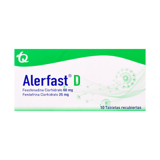 Alerfast Fexofenadina Clorhidrato 60mg/25mg Tecnoquimicas Caja x 10 Tabletas