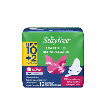 Toalla Higiénica Stayfree Adapt Plus Ultradelgada x 12 und  