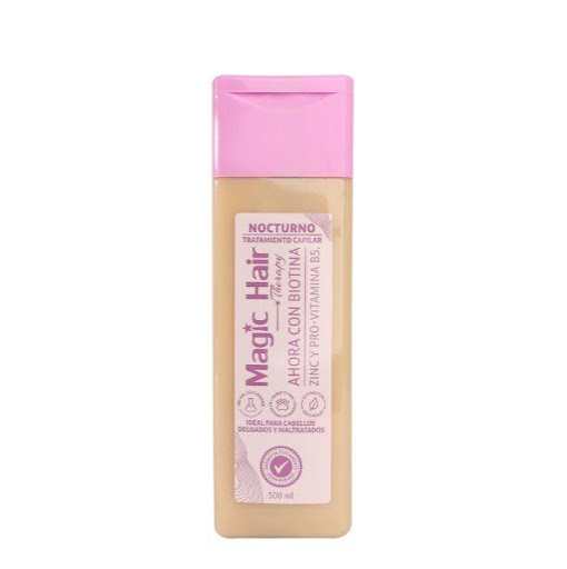 Tratamiento Magic Hair Nocturno I Más crecimiento 500ml Magic Hair  Envase pet  x 500ml CONTIENE: Biotina, Zinc, Pantenol y Reparage 

 

BENEFICIOS: Restauración de la estructura del cabello, restaura la flexibilidad, brinda, hidratación y mejora la textura capilar 

Cuenta con estudios