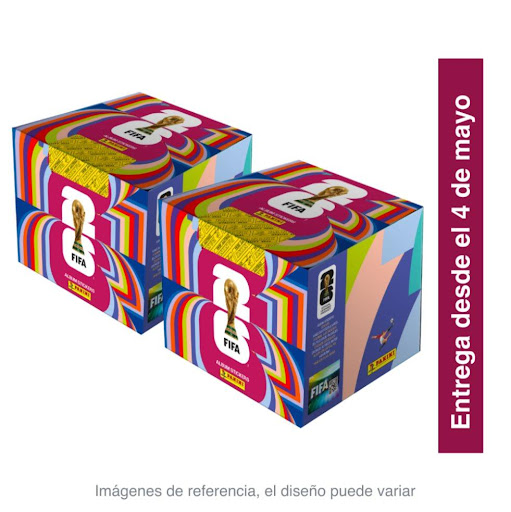 ¡Preventa Exclusiva! 2 Cajas Panini x 104 Sobres  Panini Caja x 1 Preventa exclusiva. Combo de Panini con 2 cajas (104 sobres) de la colección oficial de la Copa Mundial de la FIFA 2026. Ideal para empezar o avanzar tu colección. Envíos desde el 4 de mayo de 2026.