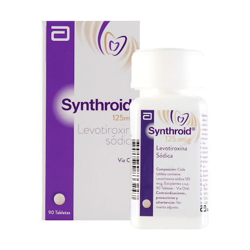 Synthroid Levotiroxina Sódica 125 mcg Abbott Caja x 90 Tabletas
