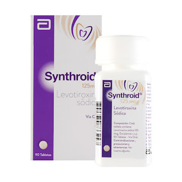 Synthroid Levotiroxina Sódica 125 mcg Abbott Caja x 90 Tabletas  