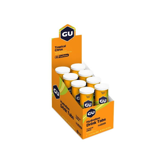 Discos Hidratantes. Sabor Citricos Tropicales sin cafeína. Caja x 8 tubos GU Caja x 8 tubos (Tubo x 12 pastillas) x 8 Sabor: Cítricos tropicales

Características:

Energía:  Endulzado con Stevia

Calorías x disco: 10

Sodio x disco: 320 mg

Potasio: 55 mg

Cafeína: No