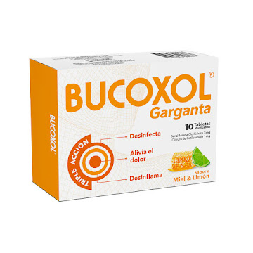 BUCOXOL TRIPLE ACCIÓN MIEL LIMON 3/1MG CAJ.X10TAB.LAS BENCIDAMINA CLOR  