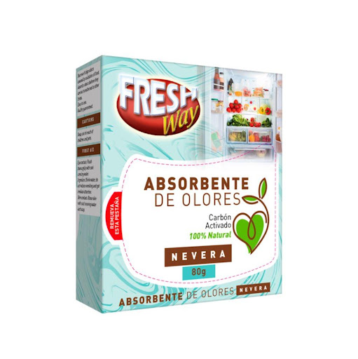 Eliminador De Olores Nevera 80g - Fresh Way FRESH WAY CAJA x 1 UND Fresh Way - Eliminador de Olores para Nevera, es un producto colombiano a base de carbón activado 100% natural, el cual te ayuda a eliminar los malos olores de la nevera. Es importante hacer una limpi