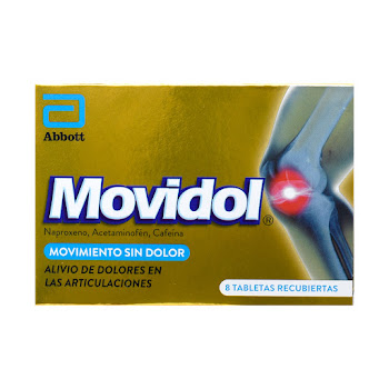 Movidol Naproxeno + Acetaminofén + Cafeína 220mg/250mg/65mg Abbott Caja x 8 Tabletas  