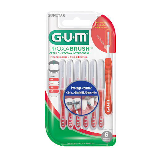 Cepillo Interdental Gum Proxabrush Fino Cilindrico 0.8mm x 6 und