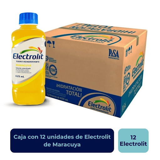 Electrolit Suero Hidratante Maracuya  ELECTROLIT Caja x 12 ES UN MEDICAMENTO. NO EXCEDER SU CONSUMO. LEER INDICACIONES Y CONTRAINDICACIONES EN LA ETIQUETA. SI LOS SíNTOMAS PERSISTEN, CONSULTAR AL MÉDICO.