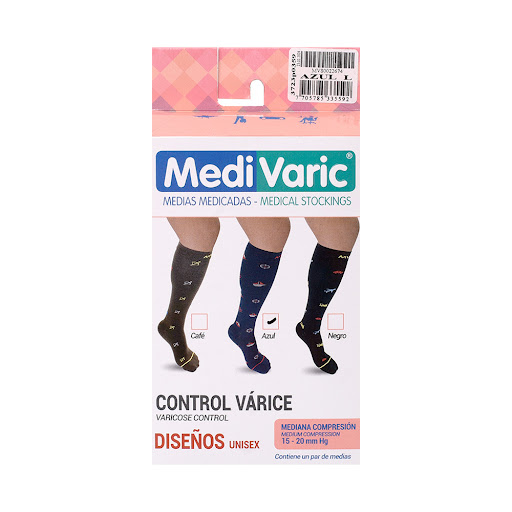 Medias De Compresión Medivaric Mediana Calcetin Diseño Barcos 15-20 Azul L x 1 und