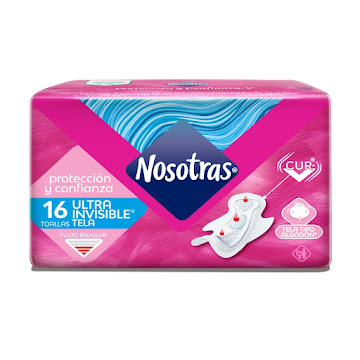Toallas Higiénicas Nosotras Natural Ultrainvisible Tela 2 paquete x 8 und  