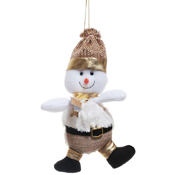 Adorno Navideño Mays   Muñeco de Nieve Dorado x 1 und 