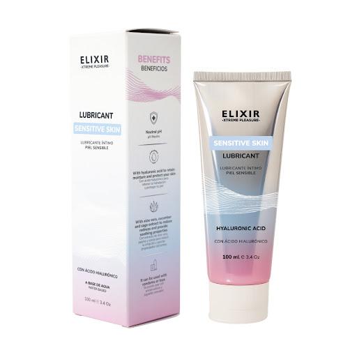 Lubricante intimo Piel Sensible Elixir 100ml Elixir Caja x 100 Gel Lubricante intimo Piel Sensible Elixir 100 ml: formula neutra a base de agua. Con acido hialuronico, aloe vera y salvia hispanica. Ginecologicamente probado en pieles sensibles