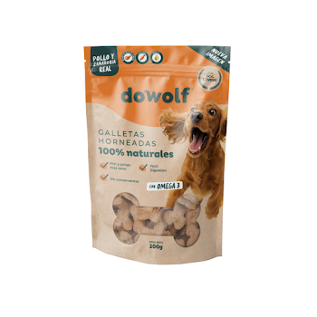 Galletas Para Perros Dowolf Pollo y Zanahoria con Omega 3 Doypack x 200 gr  