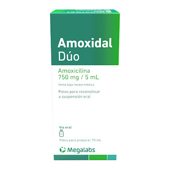 Amoxidal Dúo Amoxicilina 750mg/5ml Megalabs Frasco x 70 ml  