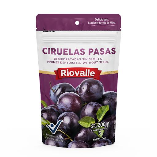Ciruela Pasa Sin Semilla Riovalle Megamarket Bolsa x 1 Ciruela Pasa Sin Semilla RIOVALLE X 200 Gr, fruta deshidratada seleccionada, lista para consumir. Ideal como snack o para repostería y recetas saludables. Fuente natural de fibra y energía. RIOVALLE g
