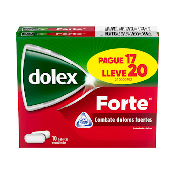 Dolex Forte Acetaminofén 500mg + Cafeína 65mg Oferta x 20 Tabletas  