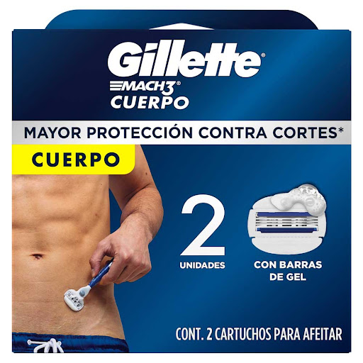 Repuestos Cuchilla de Afeitar Corporal Gillette Mach 3 Cuerpo Caja x 2 und