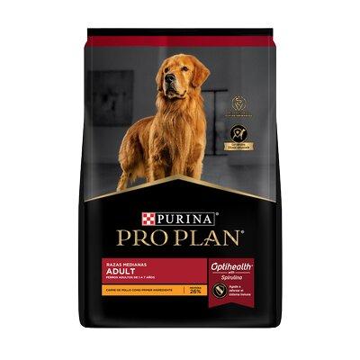 PRO PLAN C ADULTO RAZA MEDIANA 17,5 KG PRO PLAN  x 1 Para cumplir con las exigencias metabólicas de la mayoría de los perros adultos, Purina� Pro Plan� ha desarrollado Proplan adulto complete con Optihealth. Esta fórmula ofrece, a través de sus sabrosas