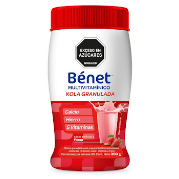 Benet Kola Granulada Multivitaminico Sabor Fresa x 300 g  