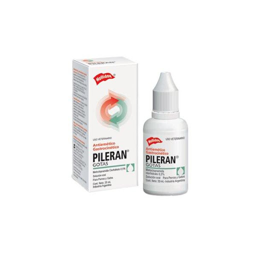 PILERAN GOTAS 20 ML Holliday  x 1 Tratamiento del vómito de diversas etiologías, esofagitis por reflujo, náuseas y trastornos de la motilidad gástrica. Preparación para estudios radiológicos del tubo digestivo y para cirugías.