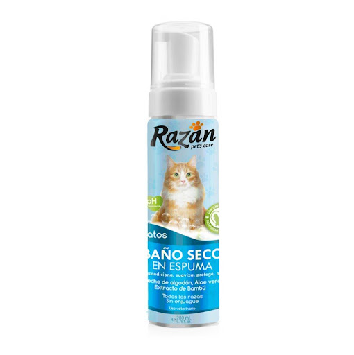 Baño seco en espuma para gatos 200ml Razán frasco x 1