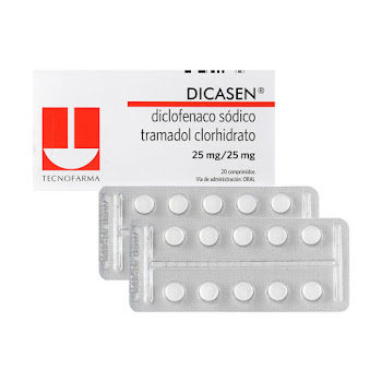 Dicasen Diclofenaco Sódico + Tramadol 25mg/25mg Tecnofarma Caja x 20 Comprimidos  