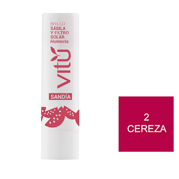 Brillo Vitú Sábila Y Filtro Solar Humectante Cereza x 4 gr  