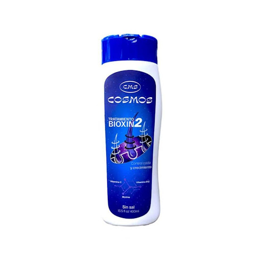 Tratamiento Anticaida Femenino CMS Cosmos Bioxin 2 CMS Cosmos Frasco x 1 Nuestro tratamiento capilar control caída y crecimiento, libre de sales y enriquecido con minoxidil al 2%, biotina, vitamina C y vitamina B12, es la solución definitiva para el cuidado del cabello fin