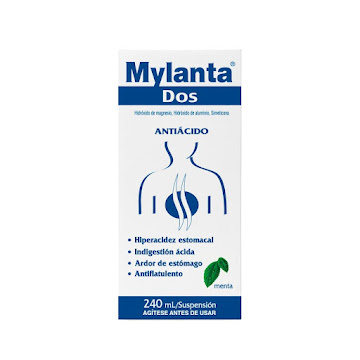 Mylanta Dos Hidróxido De Magnesio + Hidróxido De Aluminio 8g/8g Sabor Menta Suspensión x 240  ml  