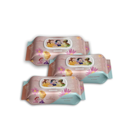 Pack x3 Pañitos Húmedos Disney Cosmos Princesas Niñas CMS Cosmos Flow-Packs x 80 Unidades undefined