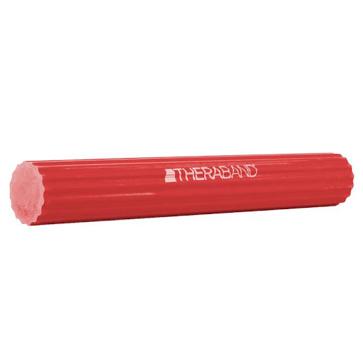 Ejercitador Flexbar Red Theraband UN x 1 Dispositivo flexible de resistencia media, diseñado para la estabilización de extremidades superiores, fortalecimiento del agarre y reeducación neuromuscular. Ideal para ejercicios de oscilación contr