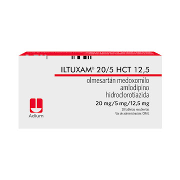 Iltuxam Hct Olmesartán + Amlodipino + Hidroclorotiazida 20mg/5mg/12,5mg Adium Caja x 28 Tabletas  