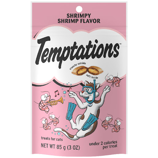 Snack Para Gatos Temptations Adultos Sabor Camarón x 85 gr