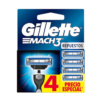 Repuestos para cuchilla de Afeitar Gillette Mach 3 con 3 Hojas Caja x 4 und  