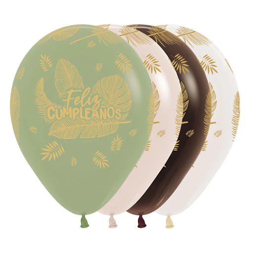Globos Sempertex Feliz Cumpleaños Hojas Tropicales x 12 und