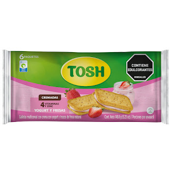 Galletas Tosh Multicereal Crema Con Yogurt Trozos De Fresa 6 Paquetes x 149 gr  