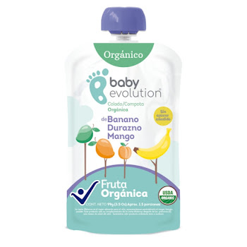 Compota Baby Evolution Banano Durazno Mango Orgánica +6 Meses x 99 gr  