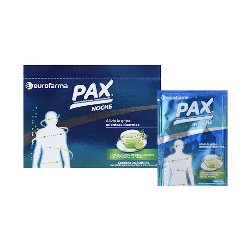 Pax Noche Acetaminofén + Clorfeniramina + Fenilefrina 500mg/2mg/10mg Eurofarma Fracción Sobre x 6 gr