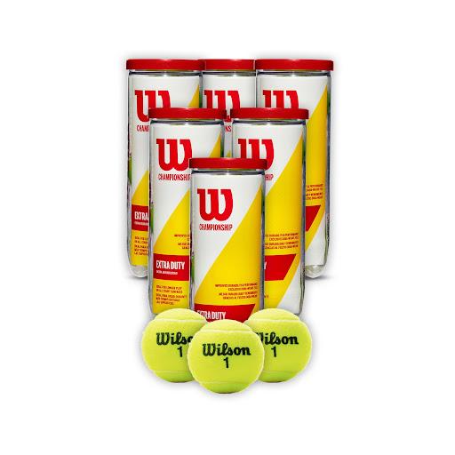 Combo Pelotas de Tenis Wilson Championship Extra Duty 3P X 6T Wilson Tarros x 6 Modelo: Extra DutyDIVERSIDAD Las pelotas Wilson Championship vienen en tres modelos distintos:Championship Extra Duty: Rendimiento óptimo y durabilidad en pistas duras.Championship Regular Duty: Rendi